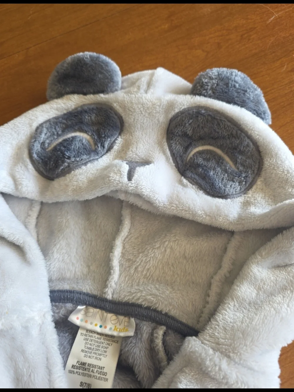 Cozy Panda Hooded Fleece PJ - Light Gray & Gray